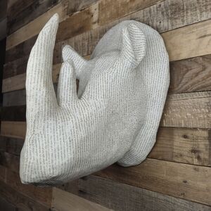 Decor Paper Mache Rhino Wall-Mounted Head Scuplture White Newspaper Textured